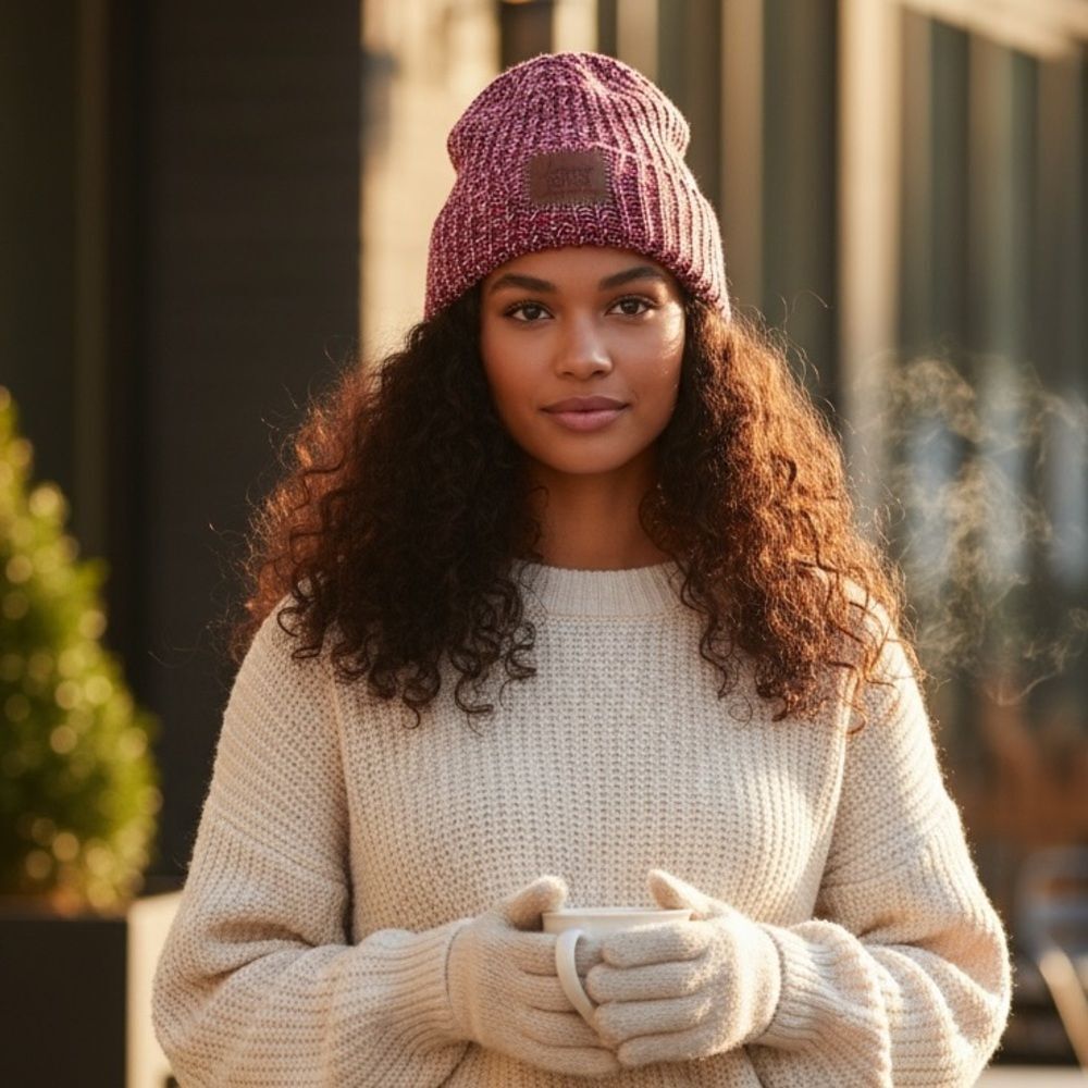 Love Your Melon Red White Blue Knit Beanie Hat 100% Cotton Made in USA‎
